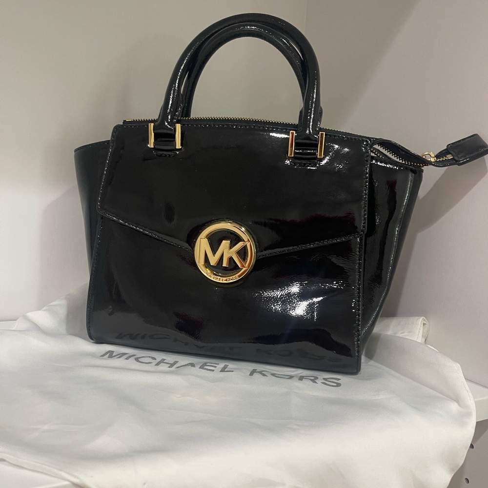 Michael Kors Glossy Black Satchel